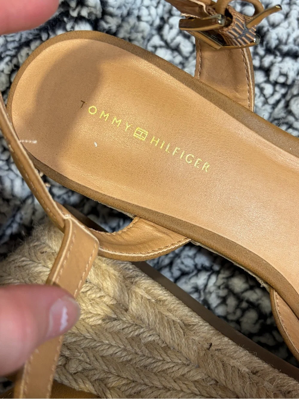 Tommy Hilfiger Tan Espadrille Platform Slingback Wedges